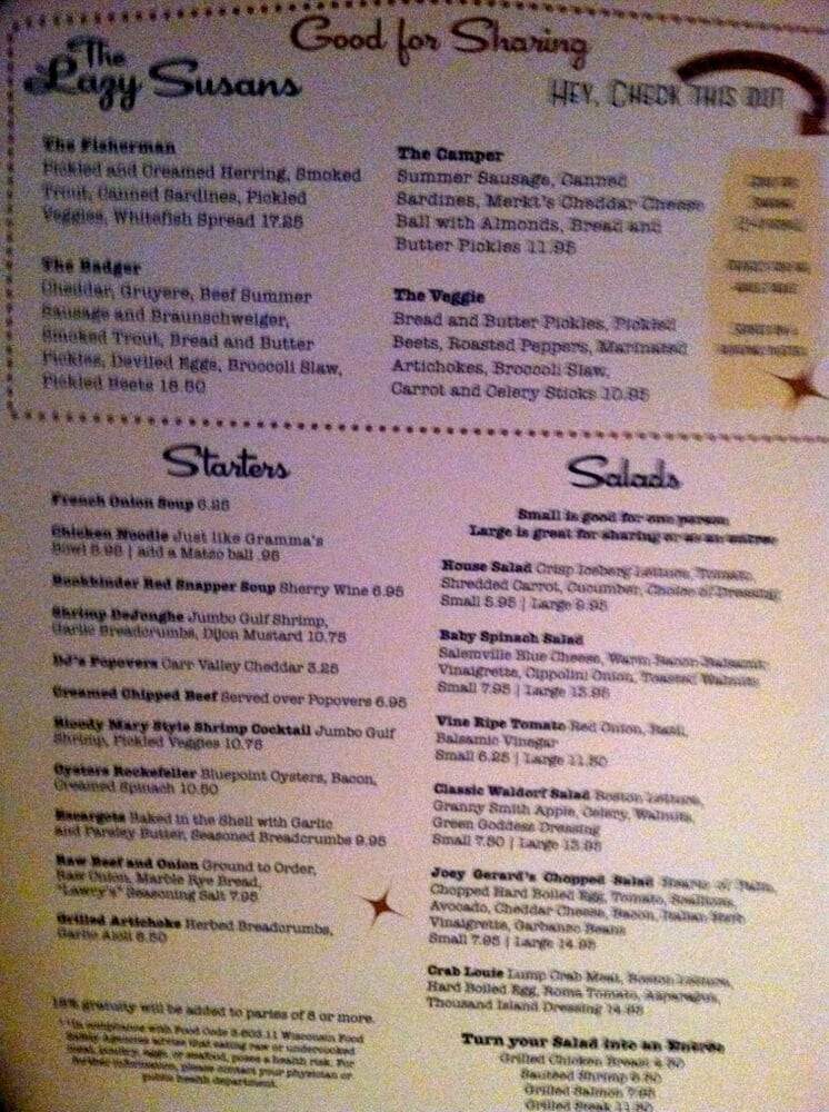 Joey Gerard's - Mequon, WI menu_pic