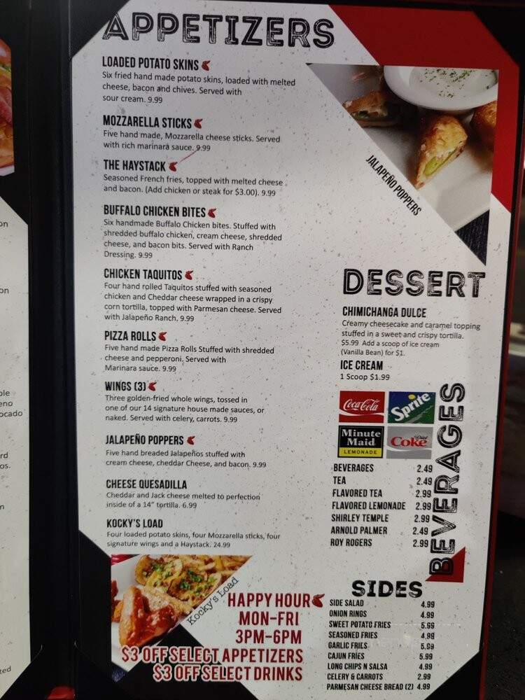 Kockys Bar & Grill - Fresno, CA menu_pic