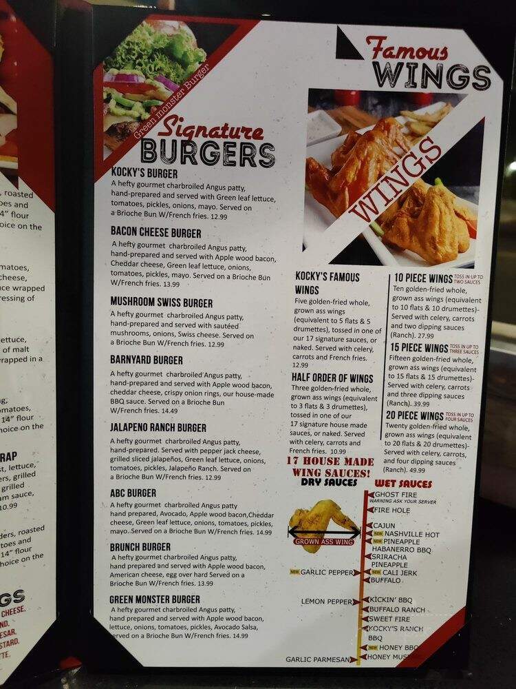 Kockys Bar & Grill - Fresno, CA menu_pic