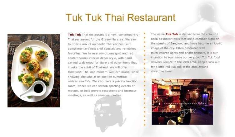 Tuk Tuk Thai - Greenville, SC menu_pic