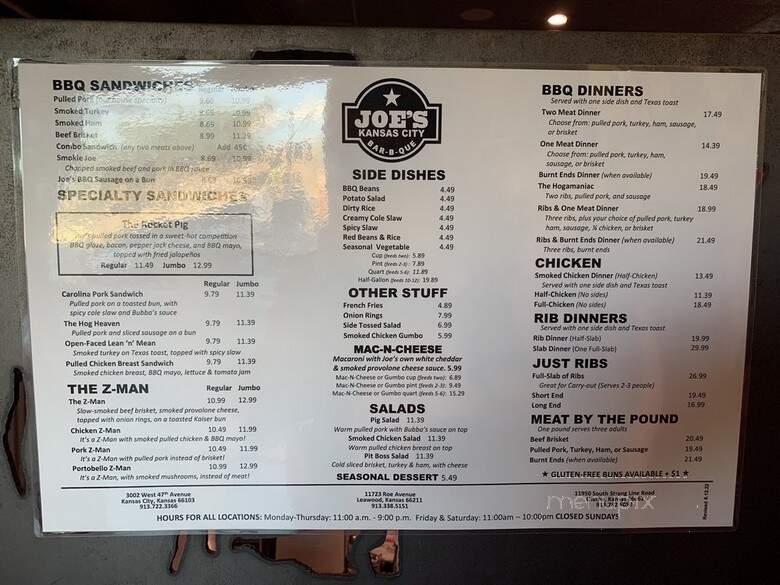 Oklahoma Joe's Barbeque - Leawood, KS menu_pic