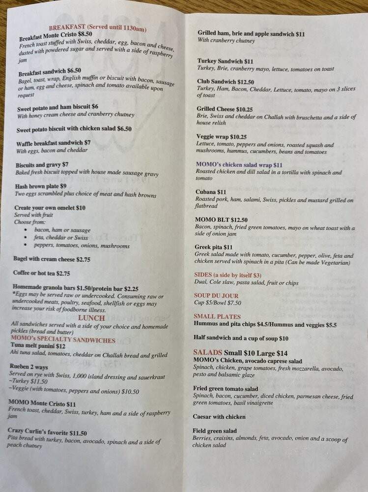 Momo's Cafe - Newport News, VA menu_pic
