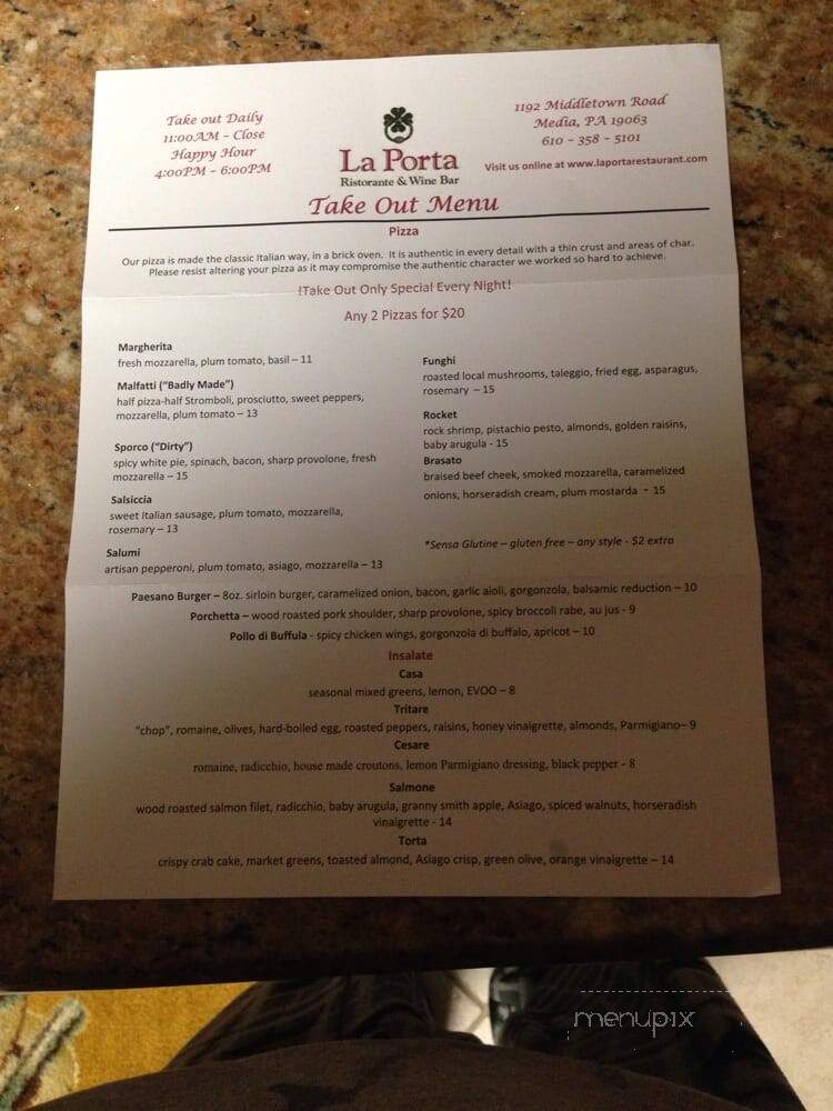 lLa Porta Ristorante Wine Bar - Media, PA menu_pic