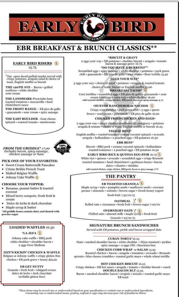 Early Bird Restaurant - Westminster, CO menu_pic