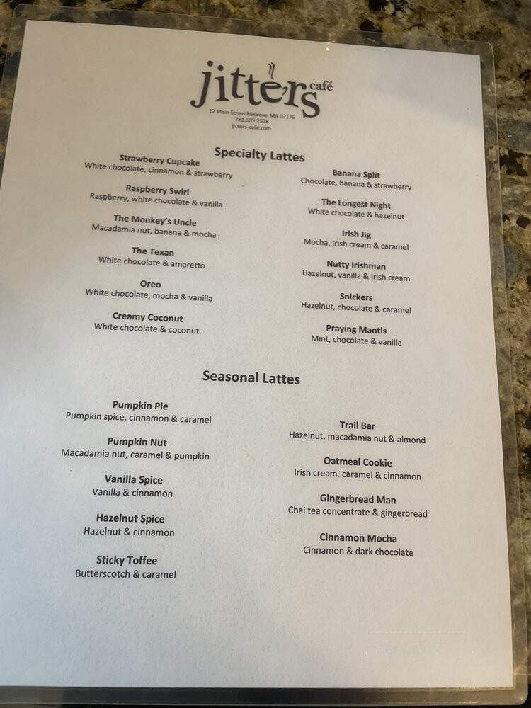 Jitters Cafe - Melrose, MA menu_pic