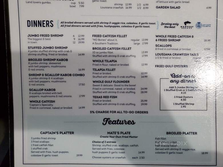 Capt. Benny's - Deer Park, TX menu_pic