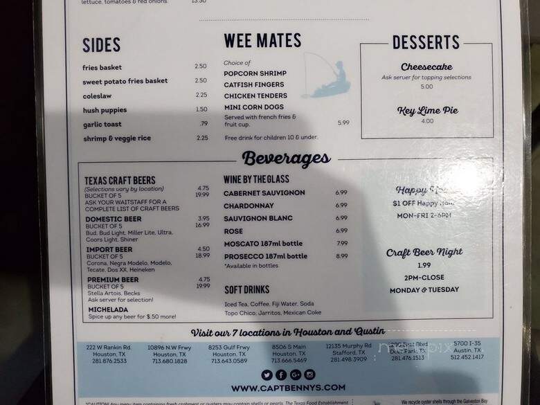 Capt. Benny's - Deer Park, TX menu_pic