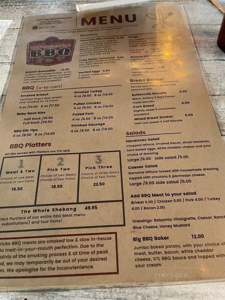 Hendricks BBQ - Saint Charles, MO menu_pic