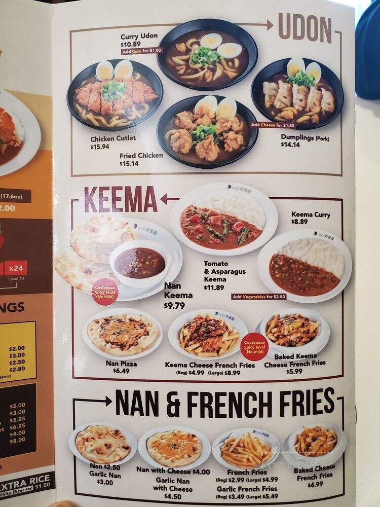 Coco Ichibanya Curry House - Los Angeles, CA menu_pic