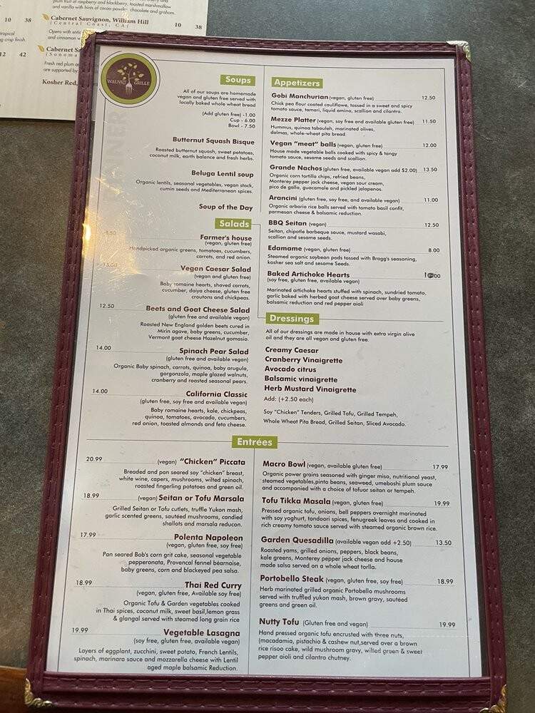 Walnut Grille - Newton, MA menu_pic