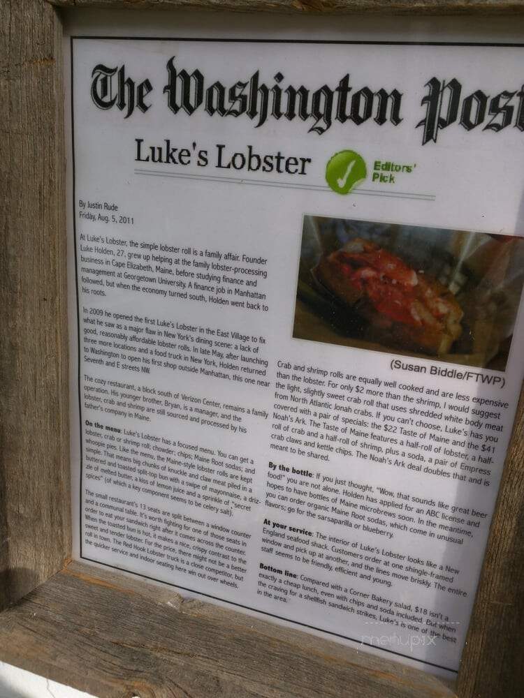 Luke's Lobster - Washington, DC menu_pic