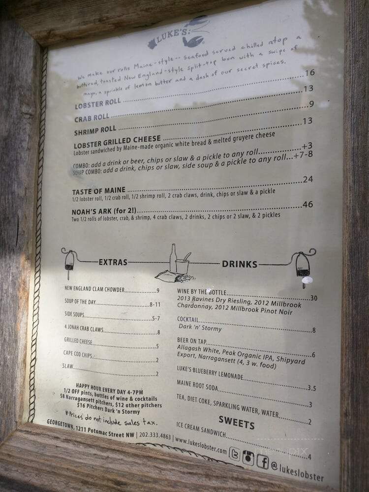 Luke's Lobster - Washington, DC menu_pic