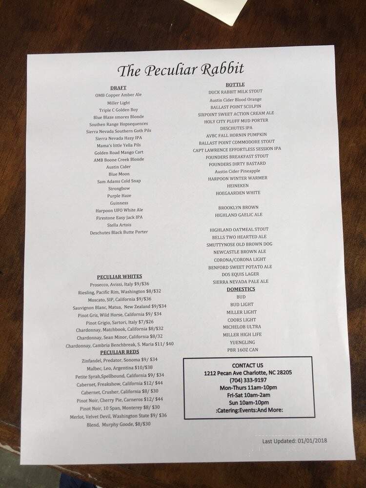 The Peculiar Rabbit - Charlotte, NC