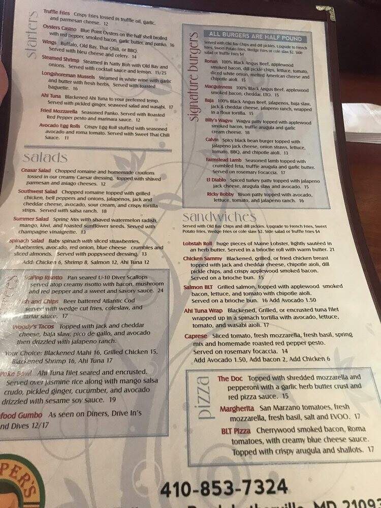 Kooper's North - Lutherville, MD menu_pic