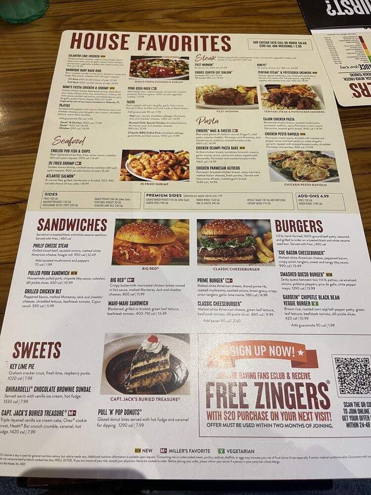 Miller's Ale House Restaurant - Winter Park, FL menu_pic