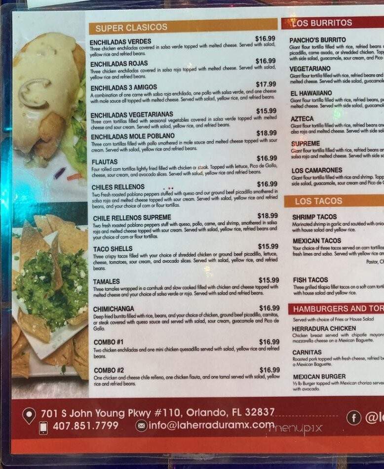 La Herradura - Orlando, FL menu_pic