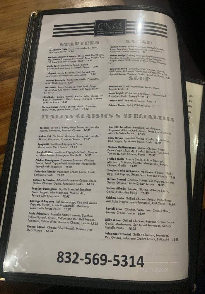Gina's Italian kitchen and pizzeria - Friendswood, TX menu_pic