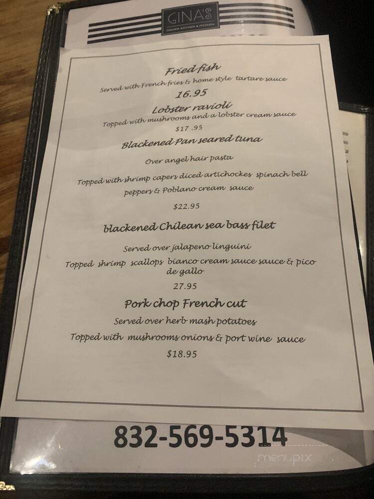 Gina's Italian kitchen and pizzeria - Friendswood, TX menu_pic