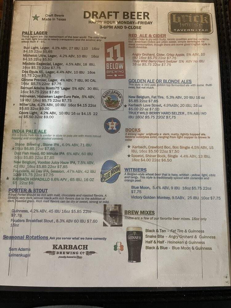Brick House Tavern + Tap - Houston, TX menu_pic