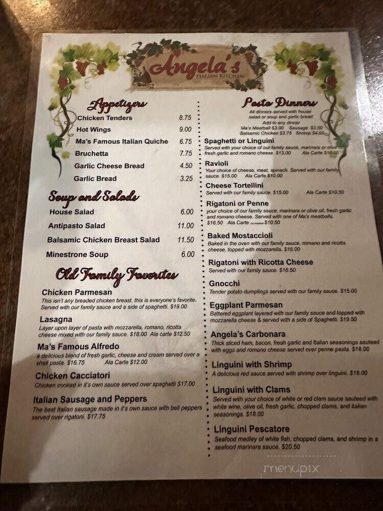 Angela's Italian Kitchen - San Dimas, CA menu_pic
