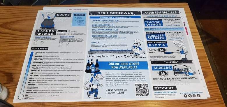 Winks Bar and Grille - Cleveland, OH menu_pic
