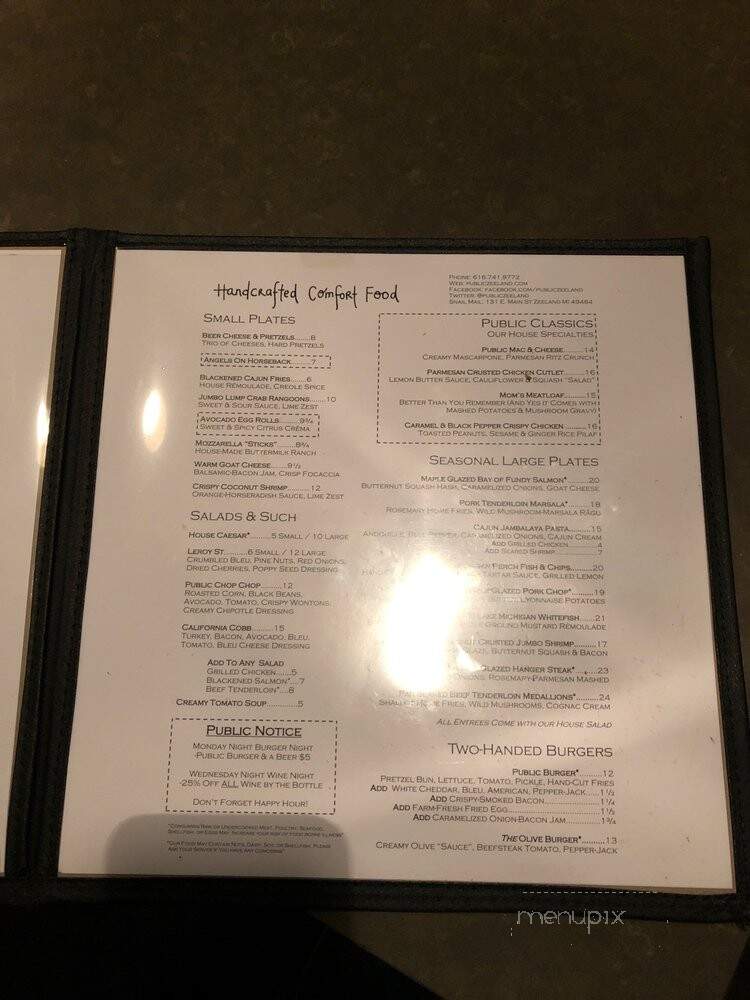 Public - Zeeland, MI menu_pic
