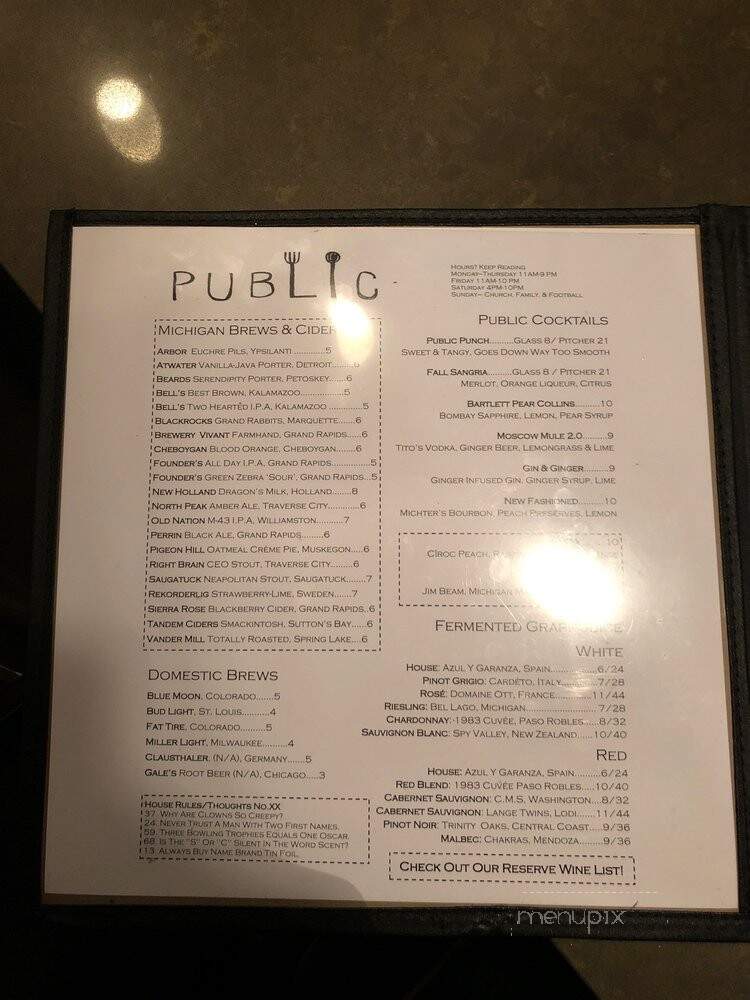 Public - Zeeland, MI menu_pic
