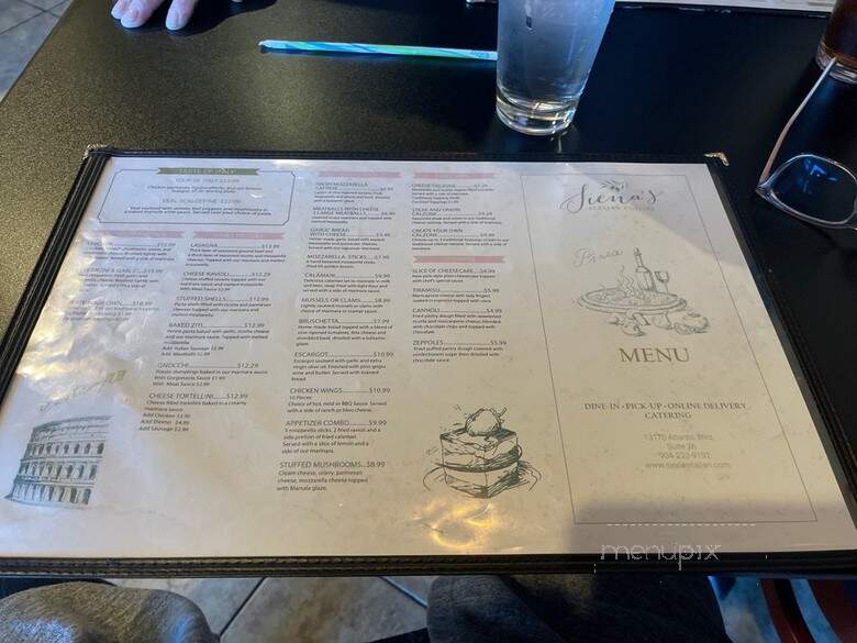 Siena's Authentic Italian Cuisine - Jacksonville, FL menu_pic