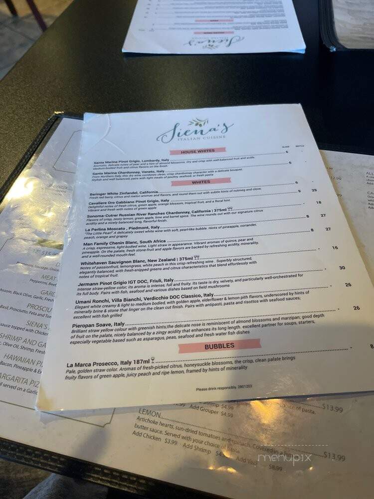 Siena's Authentic Italian Cuisine - Jacksonville, FL menu_pic