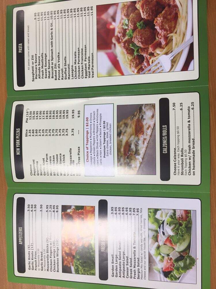 Sergio's Pizza - Raleigh, NC menu_pic