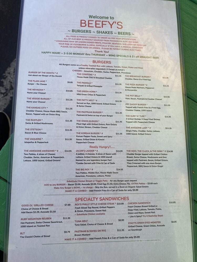 Beefy's - Reno, NV menu_pic
