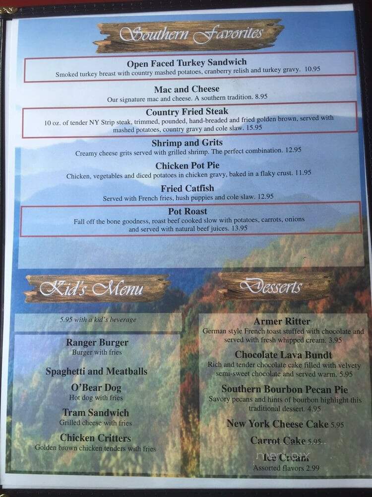 Sidewalk Cafe - Gatlinburg, TN menu_pic