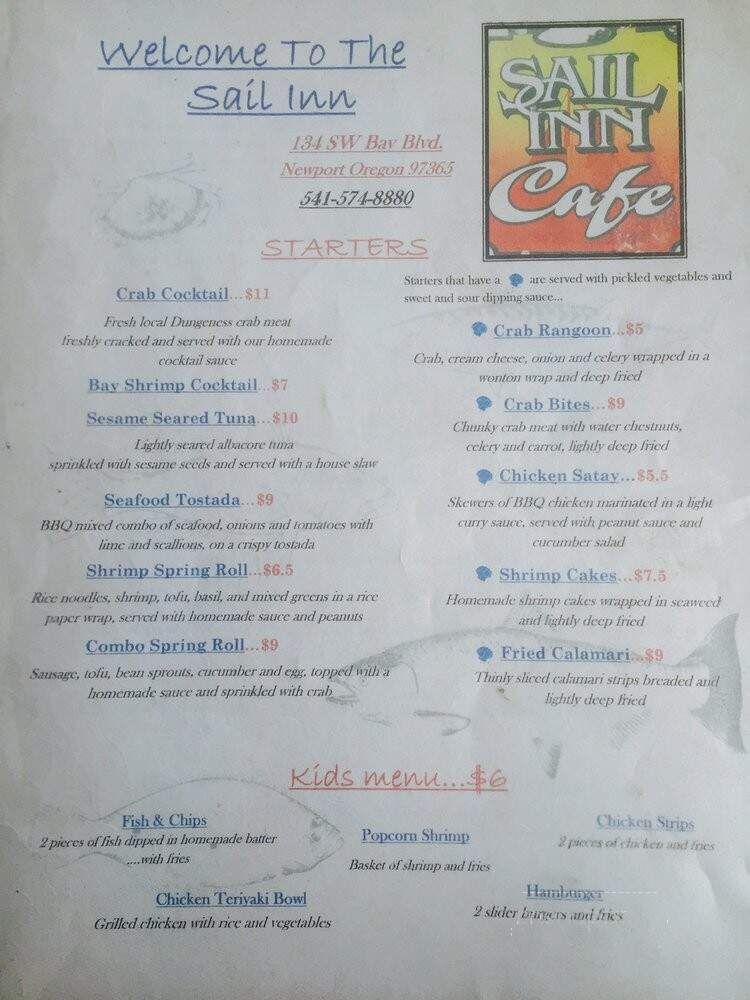 Sail Inn - Newport, OR menu_pic