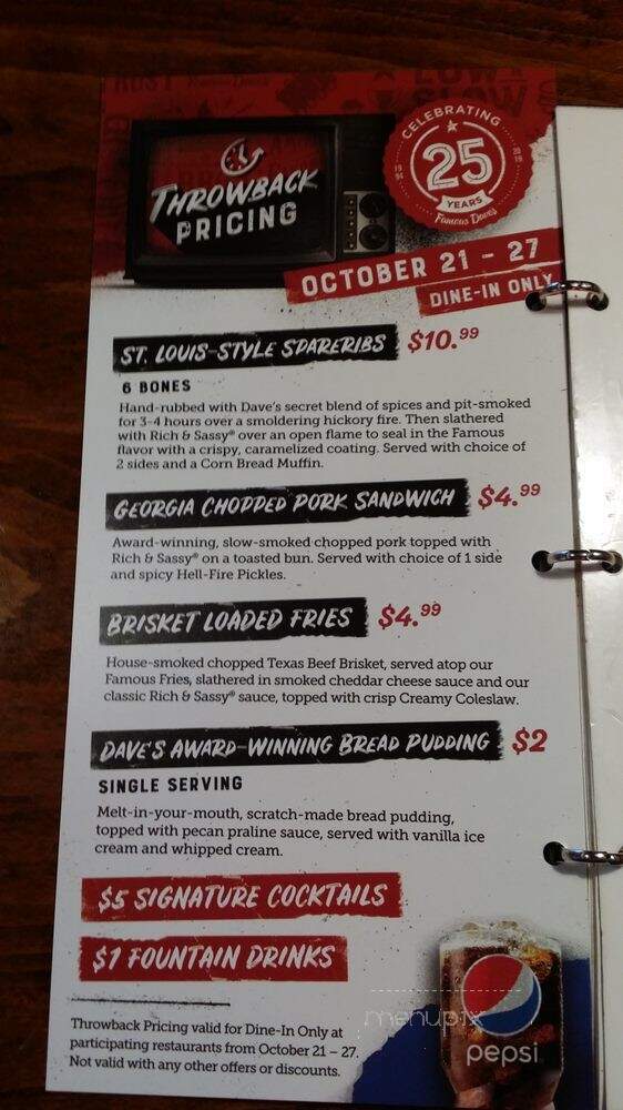 Famous Daves - Noblesville, IN menu_pic