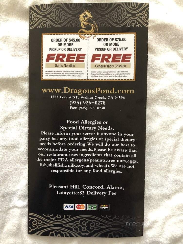 Dragon'S Pond - Walnut Creek, CA menu_pic