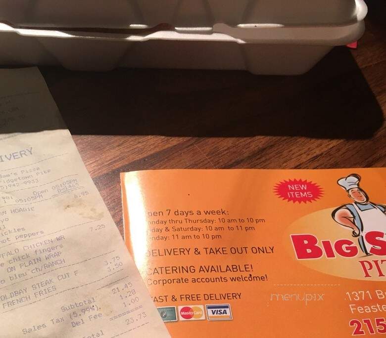 Big Sam's Pizza - Feasterville Trevose, PA menu_pic