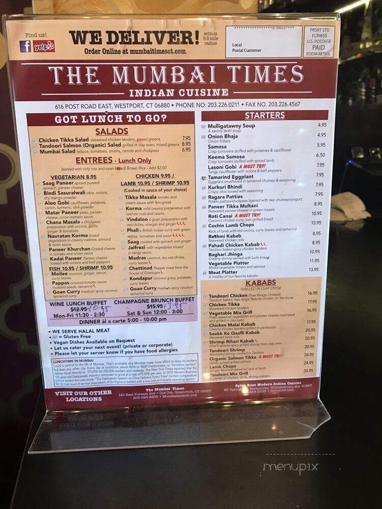The Mumbai Times - Greenwich, CT menu_pic
