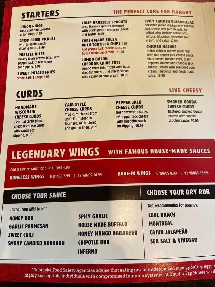 Omaha Tap House - Omaha, NE menu_pic
