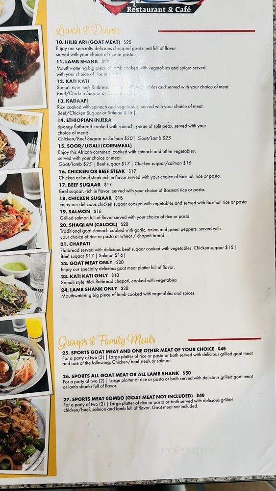 Juba Restaurant & Cafe - Tukwila, WA menu_pic