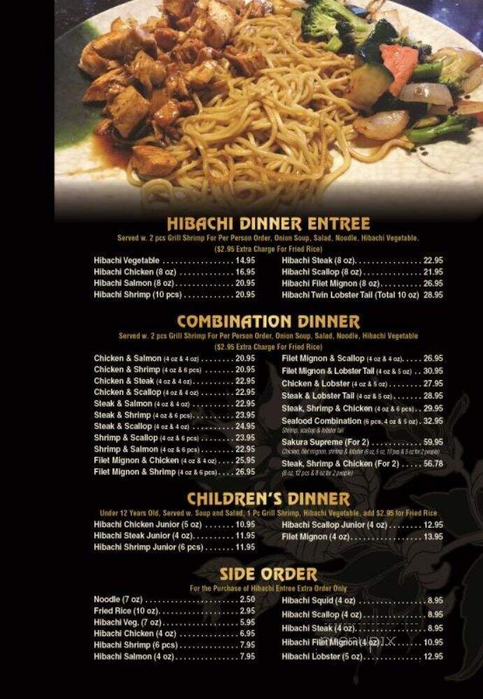 Sakura Japanese Steakhouse - Minot, ND menu_pic