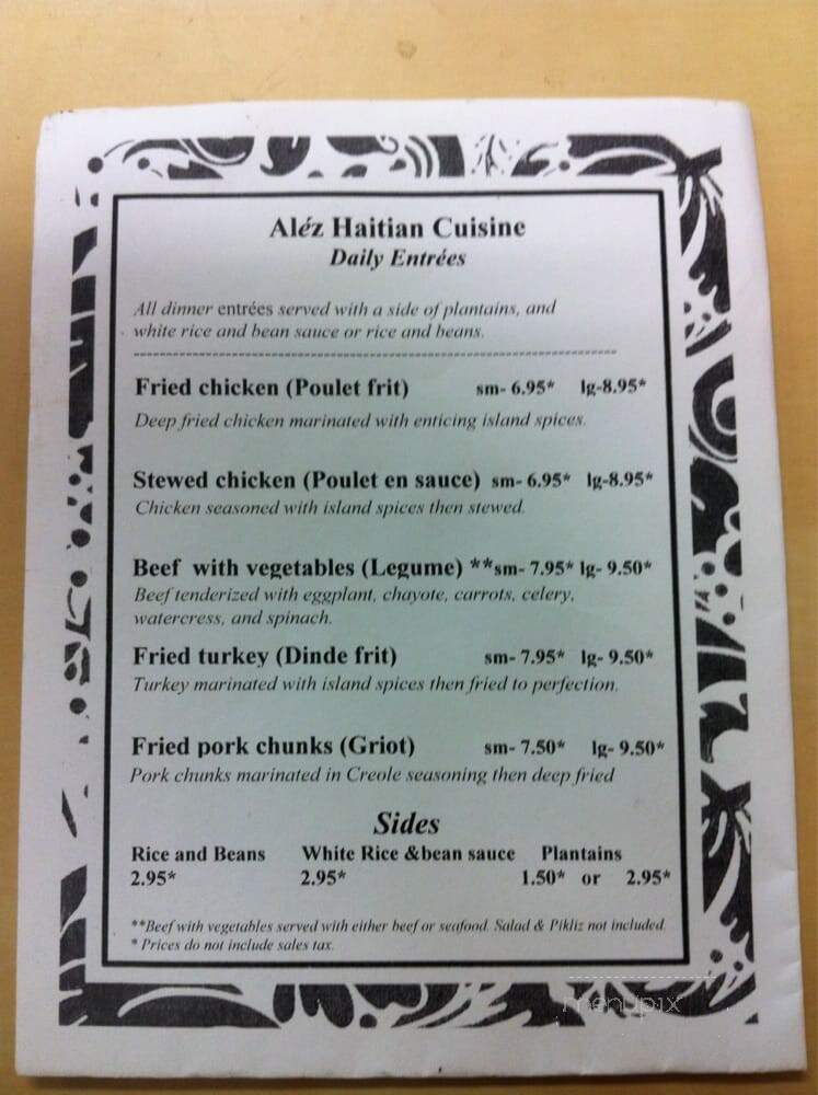 Alez Haitian Cuisine - Tampa, FL menu_pic