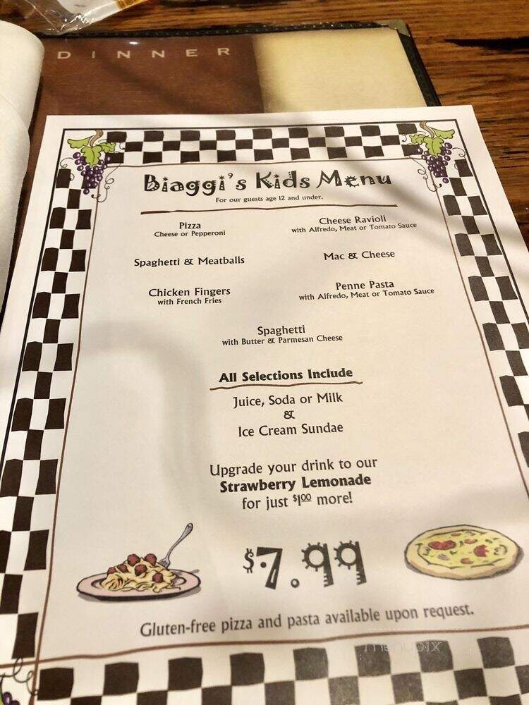 Biaggi's Ristorante Italino - Carmel, IN menu_pic