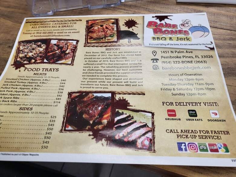 Bare Bones BBQ & Jerk - Pembroke Pines, FL menu_pic