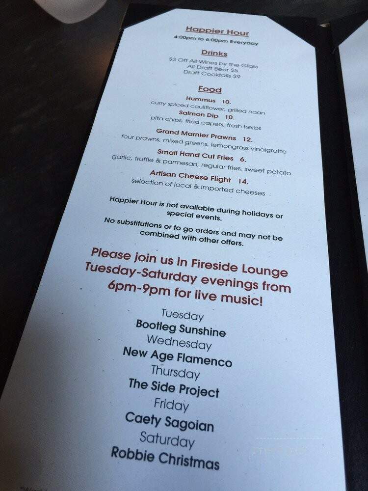 Fireside Cellars at Willows Lodge - Woodinville, WA menu_pic