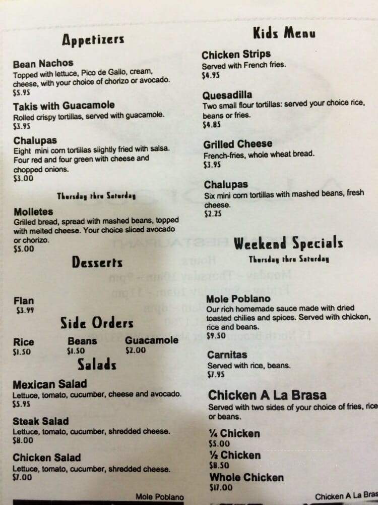 A La Brassa - Madison, WI menu_pic