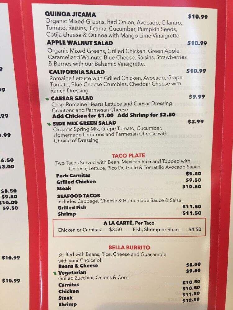 Bella Cocina - Santa Ana, CA menu_pic