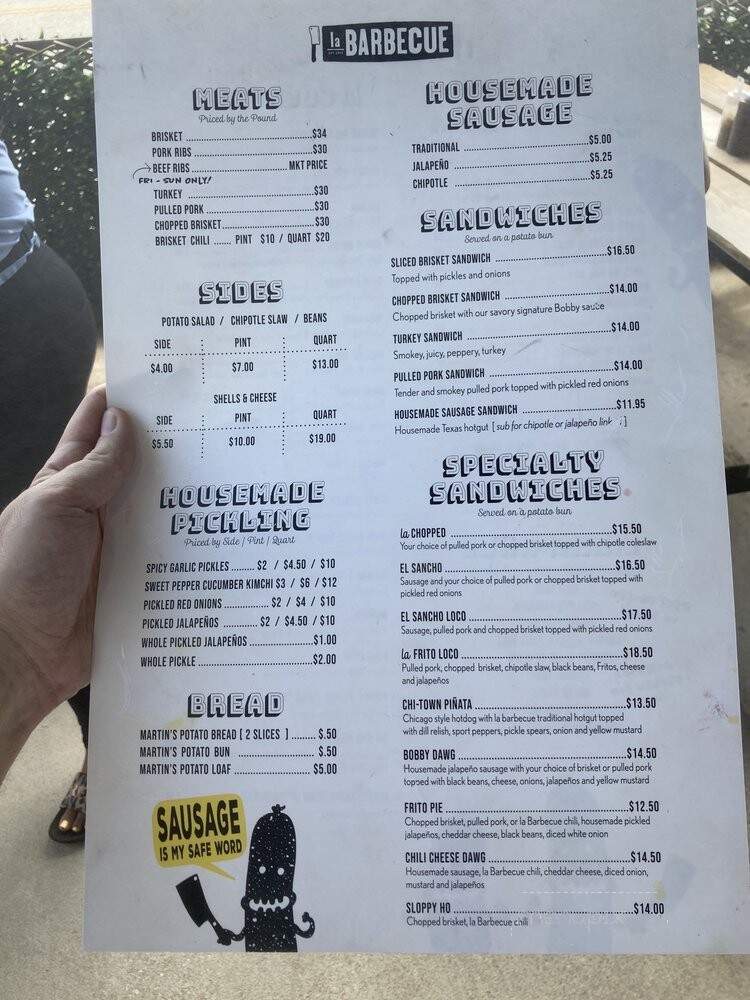 La Barbecue - Austin, TX menu_pic