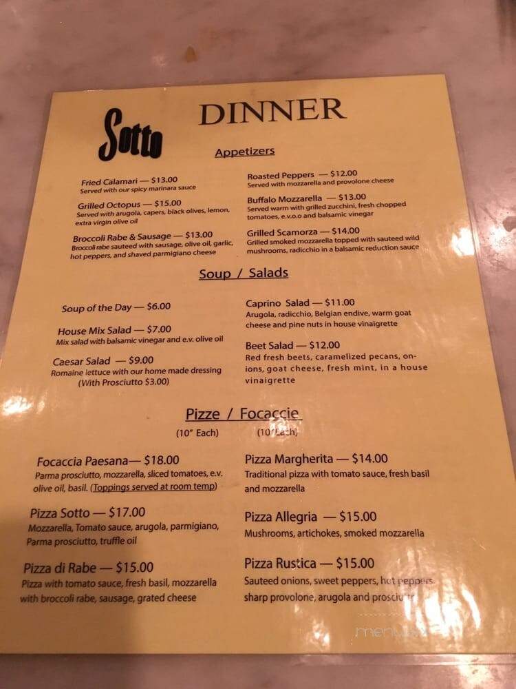Sotto - Philadelphia, PA menu_pic