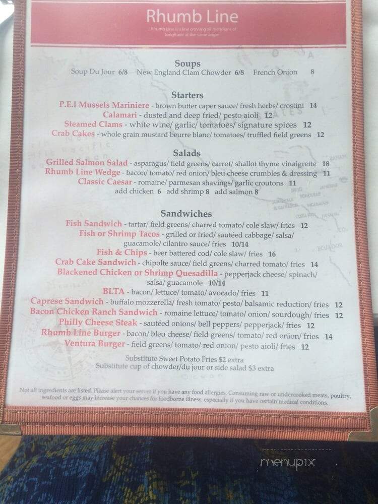 Rhumb Line Restaurant - Anderson Island, WA menu_pic