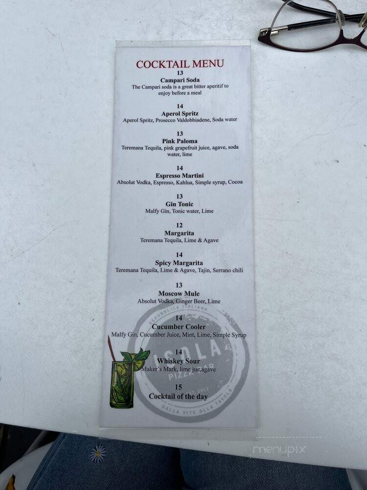 Isola Pizza Bar - San Diego, CA menu_pic